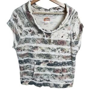 Mudd Large Short Sleeve Top Drawstring Pullover Sweater Stripe